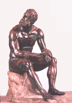 Statua bronzea del Pugile delle Terme. Proveniente dalle pendici del Quirinale, dall'area del Convento di San Silvestro, 1885. Bronzo, IV secolo a. C./ h. 128 cm Roma, Terme di Diocleziano