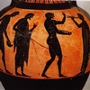 Anfora panatenaica attica a figure nere del pittore Kleophrades: atleta con gli halteres e discobolo  Proveniente da Taranto, Tomba dell’Atleta, v. Genova, 9 Terracotta, primo decennio del V sec. a.C.