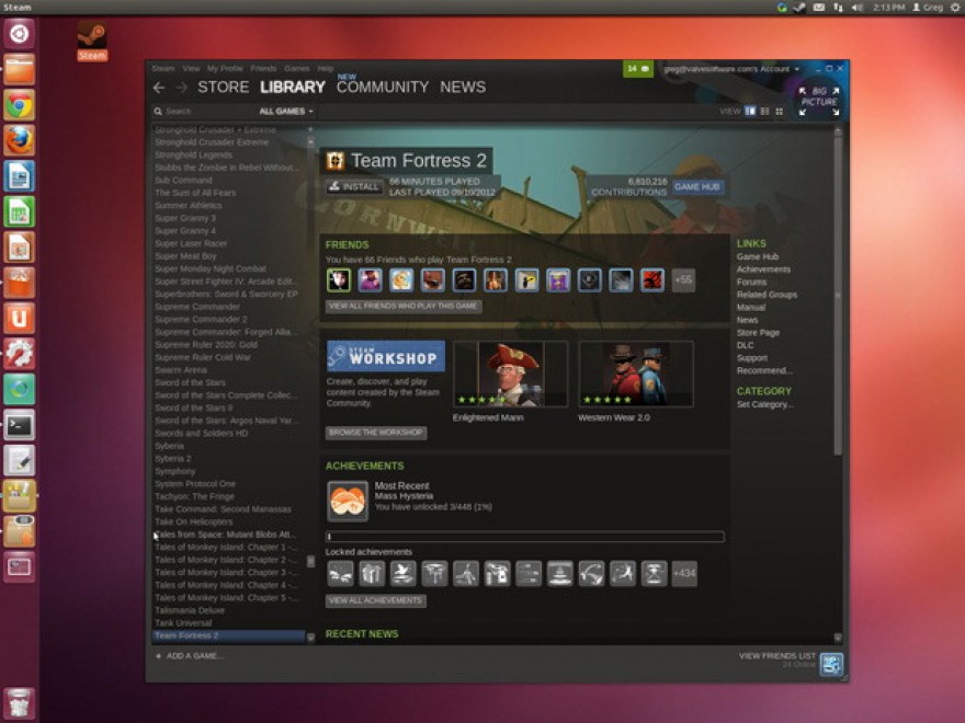 Steam, videogiochi online anche su Linux