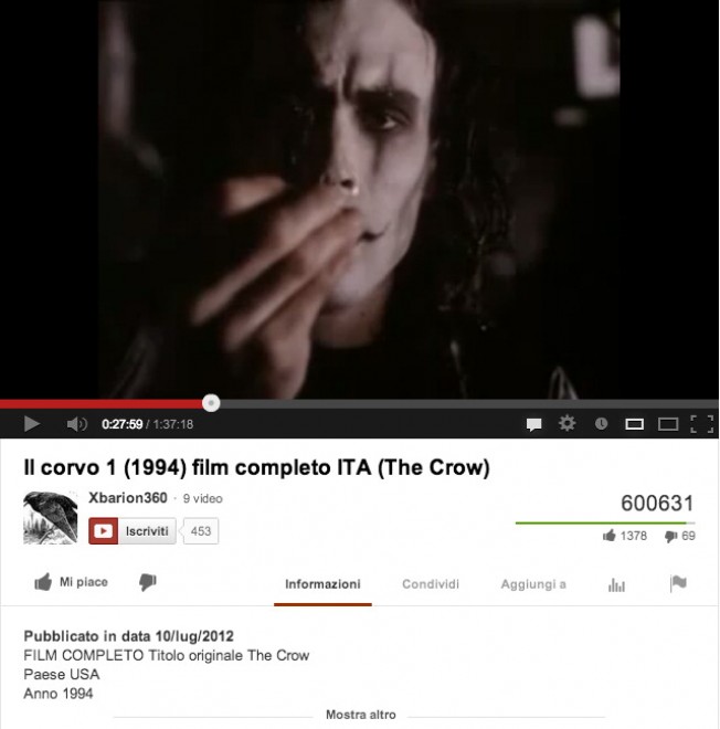 Ondata di film interi su YouTube
