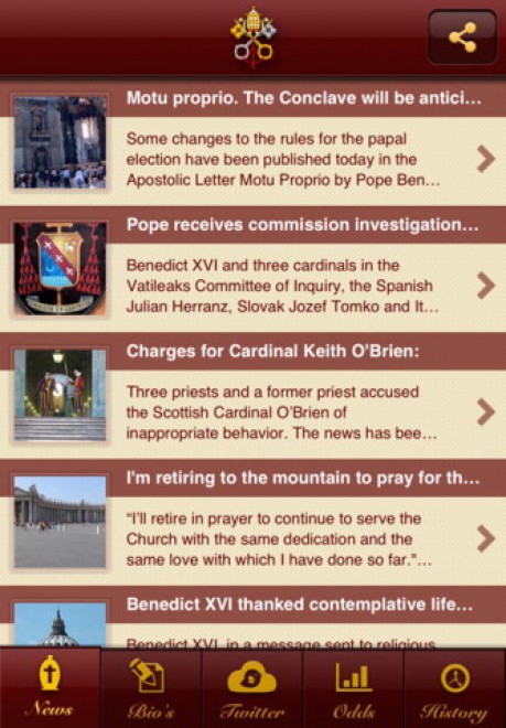 Un Conclave da sfogliare, con le app