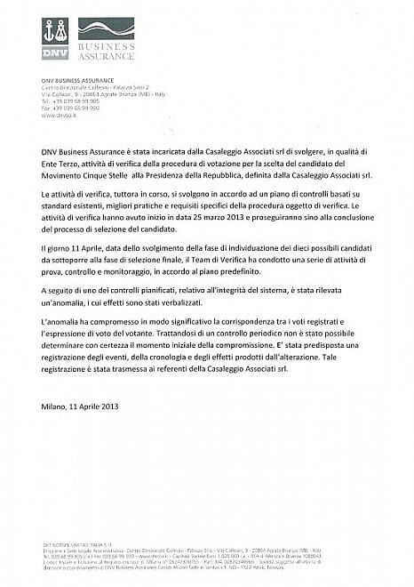 M5s, la certificazione per le "Quirinarie"