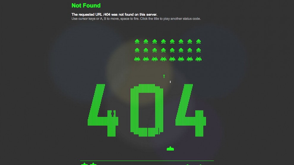 Space Invaders per "404", la pagina di errore che si gioca