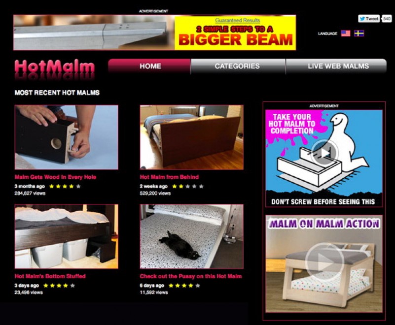 HotMalm, parodia web tra siti hard e Ikea