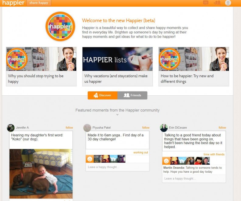 Happier, il social per condividere la felicit&agrave;