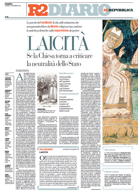 13 Dicembre 2012 - Laicita'