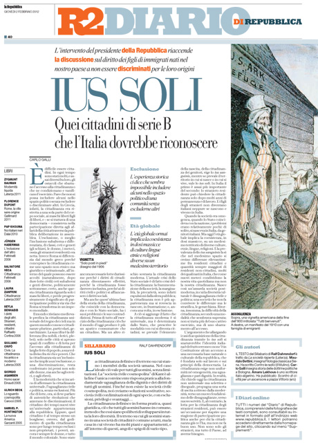 02 febbraio 2012 - Ius Soli