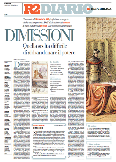 14 Febbraio 2013 - Dimissioni
