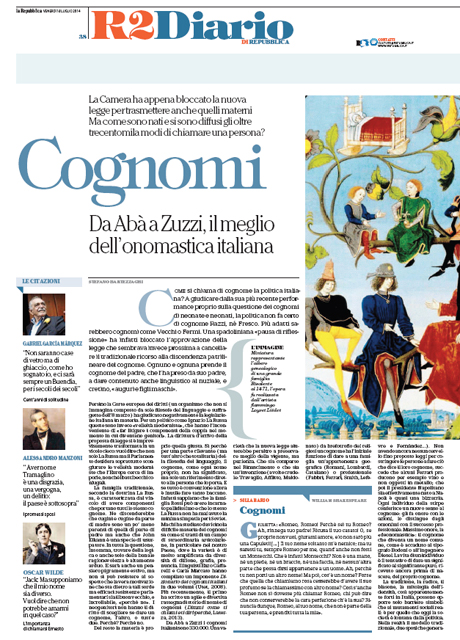 18 Luglio 2014 - Cognomi