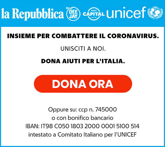 Unisciti a noi, dona aiuti per l'emergenza codiv-19